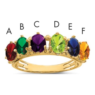 14K Yellow Gold 6-Stone Family Ring