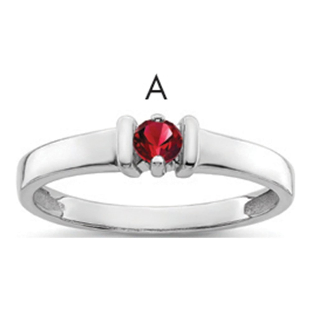 Sterling Silver or 14K White Gold Mother's Ring
