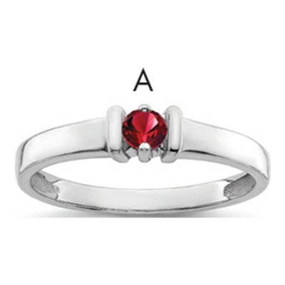 Sterling Silver or 14K White Gold Mother's Ring