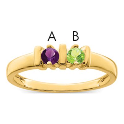 14K Yellow Gold 2-Stone Mother's Ring Mounting – view 2