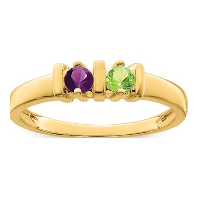 14K Yellow Gold 2-Stone Mother's Ring Mounting