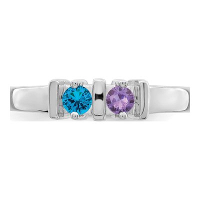 Sterling Silver or 14K White Gold 2-Stone Mother's Ring – view 5