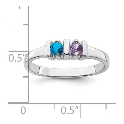 Sterling Silver or 14K White Gold 2-Stone Mother's Ring – view 6