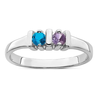 14K White Gold 2-Stone Mother's Ring Mounting