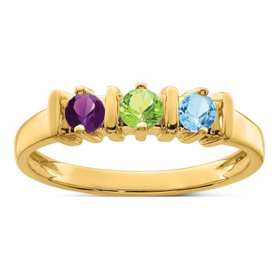 14K Yellow Gold 3-Stone Mother's Ring Mounting