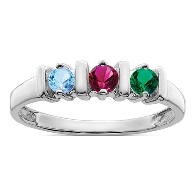 Sterling Silver or 14K White Gold 3-Stone Mother's Ring – view 2