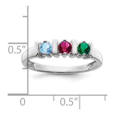 Sterling Silver or 14K White Gold 3-Stone Mother's Ring – view 8