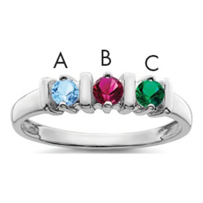 14K White Gold 3-Stone Mother's Ring Mounting – view 2