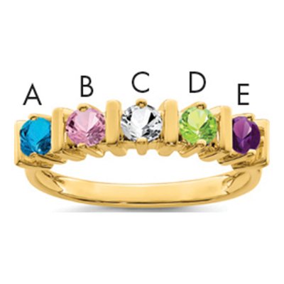 14K Yellow Gold 5-Stone Mother's Ring Mounting – view 2