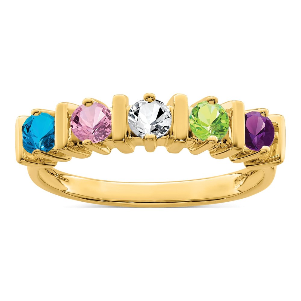 14K Yellow Gold 5-Stone Mother's Ring Mounting