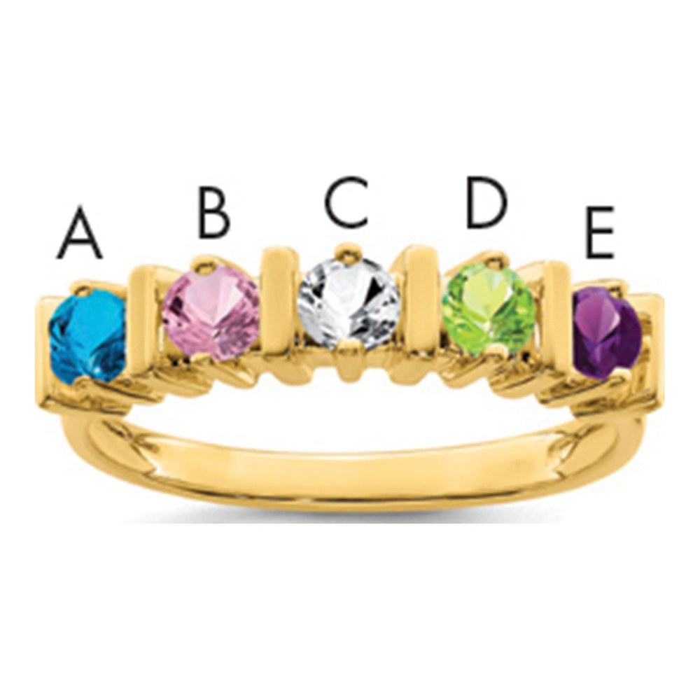 14K Yellow Gold Family Ring with Simulated Stones