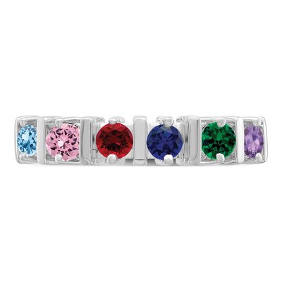 Sterling Silver or 14K White Gold 6-Stone Mother's Ring – view 5