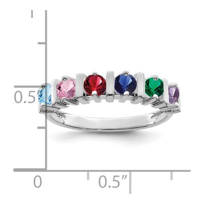 Sterling Silver or 14K White Gold 6-Stone Mother's Ring – view 6