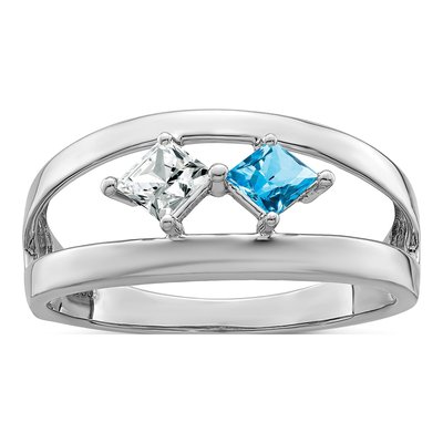 Sterling Silver or 14K White Gold Personalized Family Ring – view 2