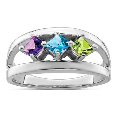 Sterling Silver or 14K White Gold Family Ring – view 2