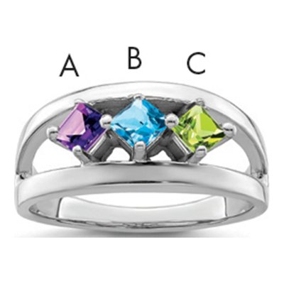 14K White Gold Family Ring