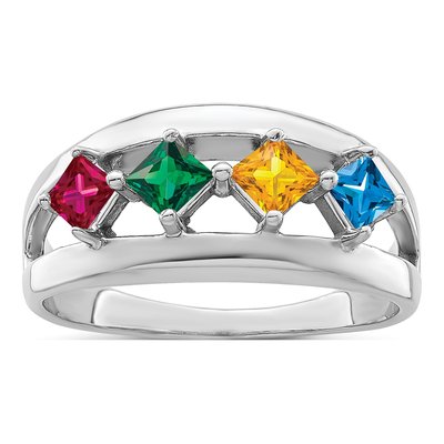 Sterling Silver or 14K White Gold Personalized Family Ring – view 2