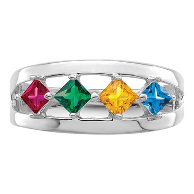 Sterling Silver or 14K White Gold Personalized Family Ring – view 5