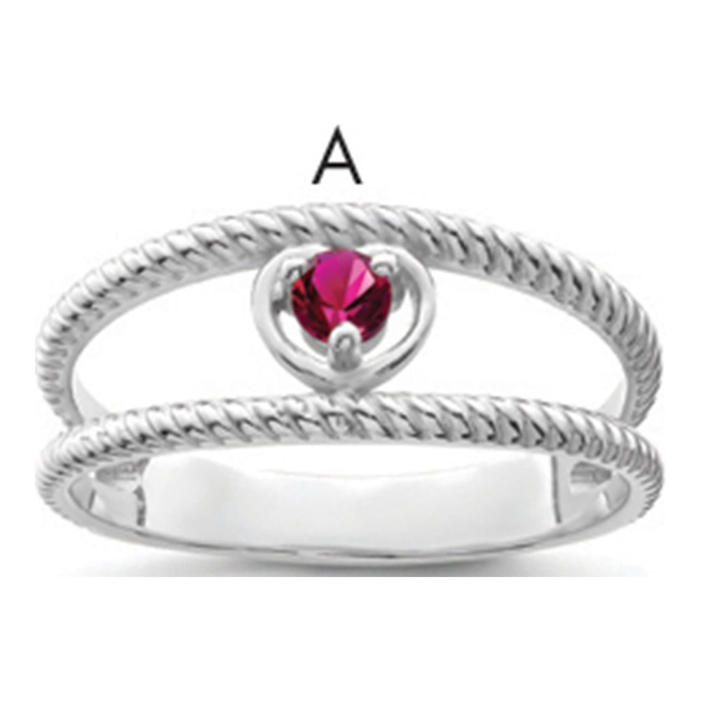 Sterling Silver or 14K White Gold Mother's Ring