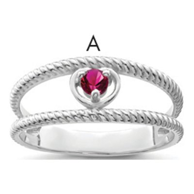 Sterling Silver or 14K White Gold Mother's Ring