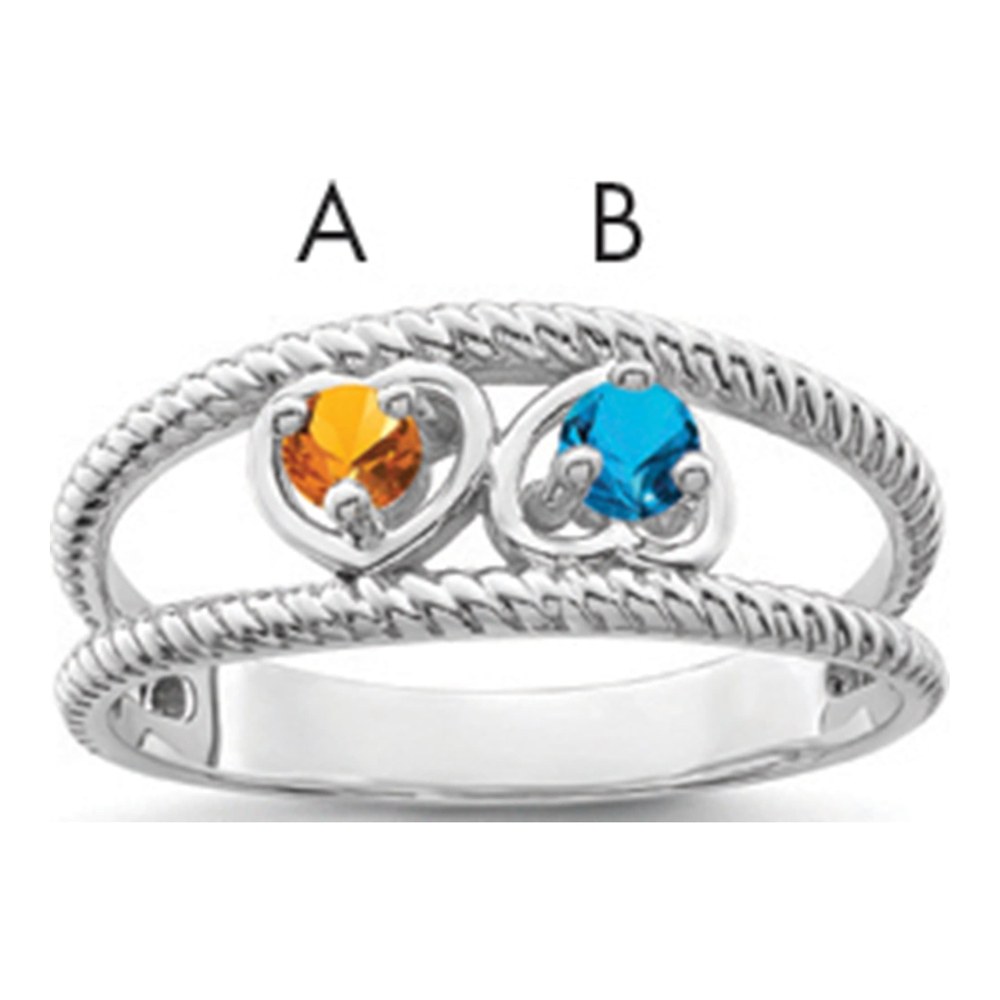 Sterling Silver Family Ring with Synthetic Stone