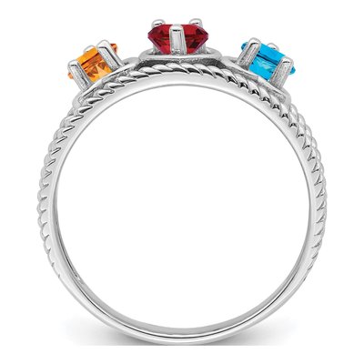 Sterling Silver or 14K White Gold Personalized Family Ring – view 3