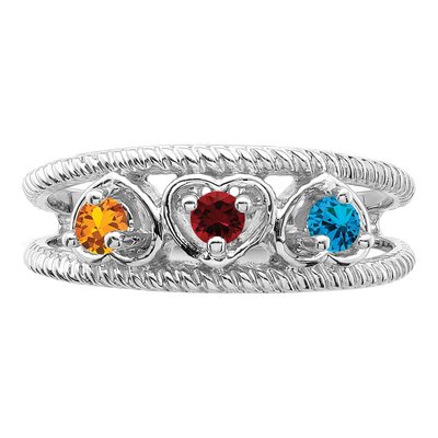 Sterling Silver or 14K White Gold Personalized Family Ring – view 5