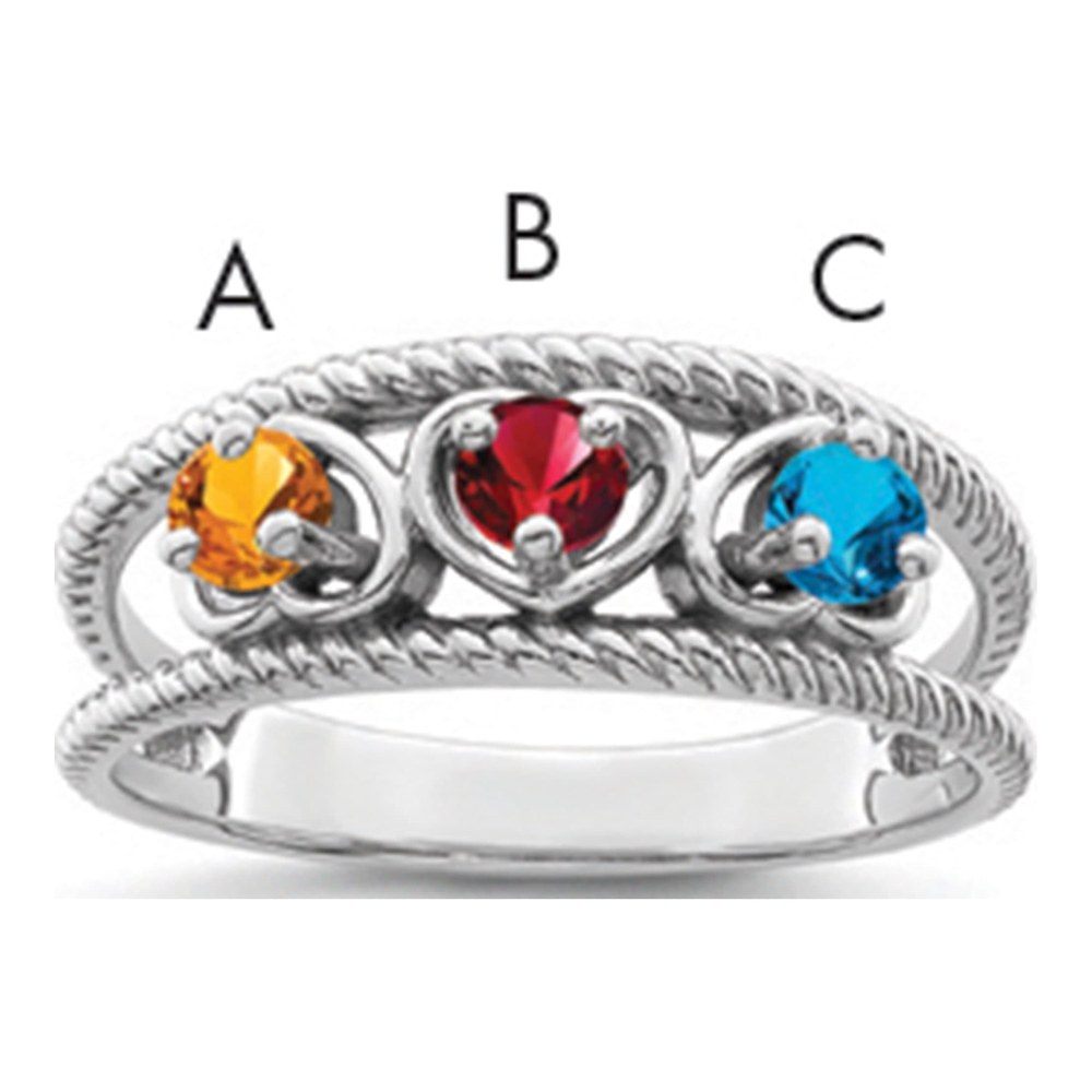 Personalized Sterling Silver Family Ring w/ Stones