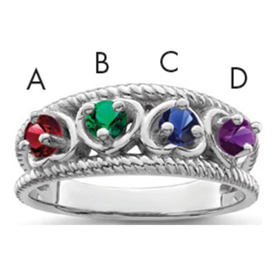 14K White Gold Custom Family Ring