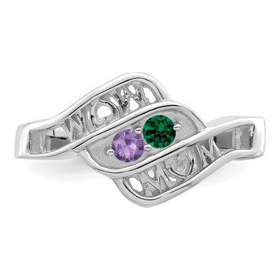 Sterling Silver or 14K White Gold Family Ring – view 5
