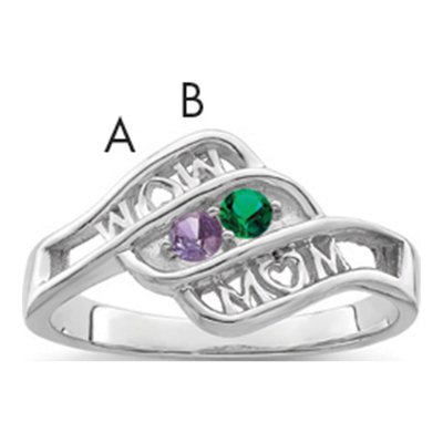 Sterling Silver or 14K White Gold Family Ring