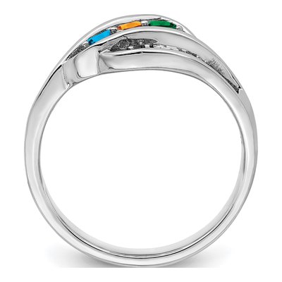 Sterling Silver or 14K White Gold Family Ring – view 3