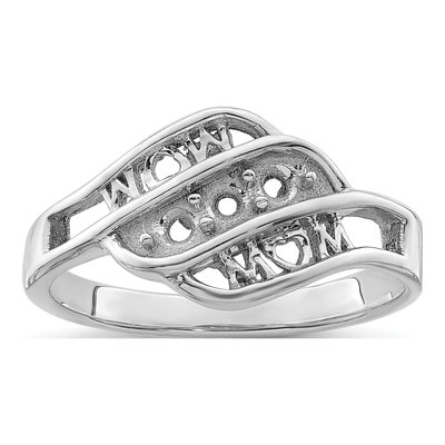 Sterling Silver or 14K White Gold Family Ring – view 7