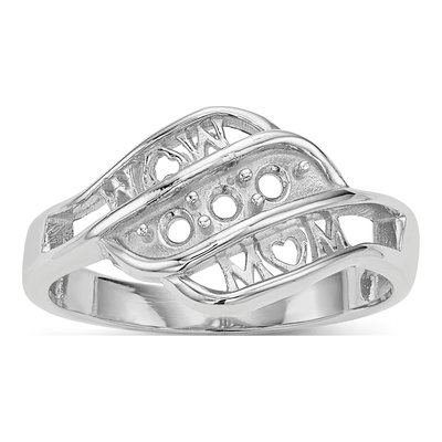 14K White Gold Family Ring Mounting – view 7