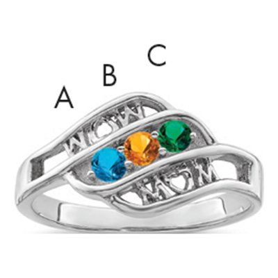 14K White Gold Custom Family Ring
