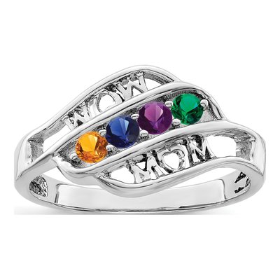 Sterling Silver or 14K White Gold Personalized Family Ring – view 2