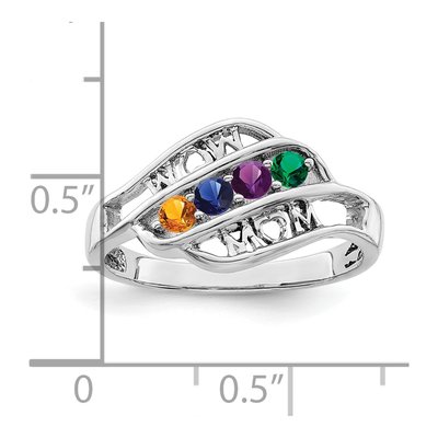 Sterling Silver or 14K White Gold Personalized Family Ring – view 6