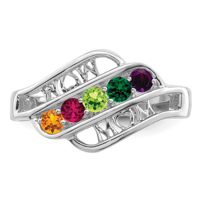 Sterling Silver or 14K White Gold Personalized Family Ring – view 5