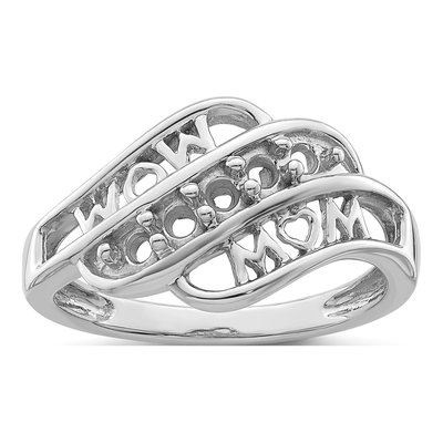 Sterling Silver or 14K White Gold Personalized Family Ring – view 7