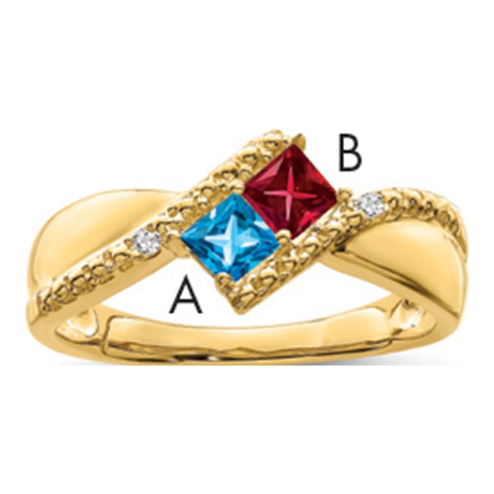 14K Yellow Gold Family Ring with Diamonds