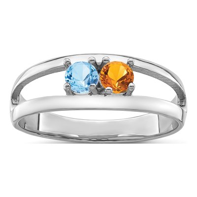 Sterling Silver or 14K White Gold 2-Stone Mother's Ring – view 2