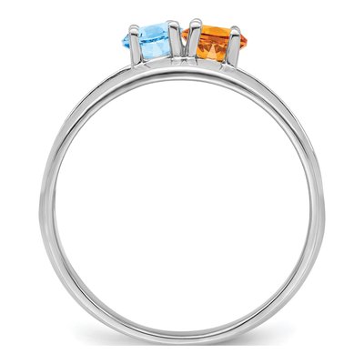 Sterling Silver or 14K White Gold 2-Stone Mother's Ring – view 3