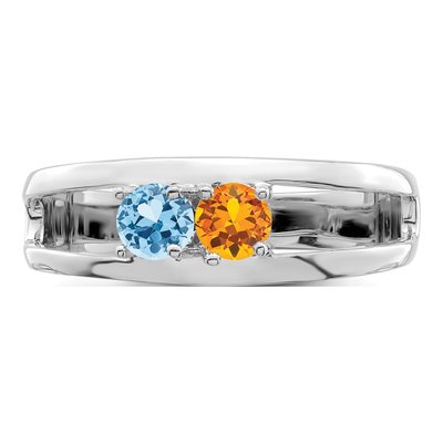 Sterling Silver or 14K White Gold 2-Stone Mother's Ring – view 5