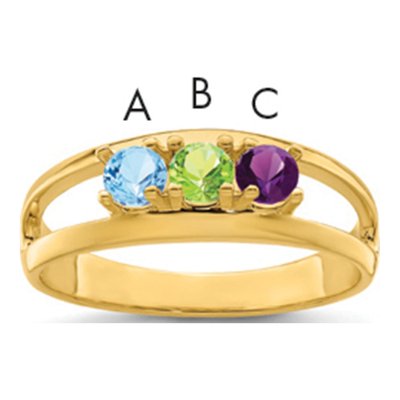 14K Yellow Gold 3-Stone Mother's Ring