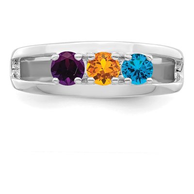 Sterling Silver or 14K White Gold 3-Stone Mother's Ring – view 5