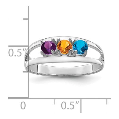 Sterling Silver or 14K White Gold 3-Stone Mother's Ring – view 6