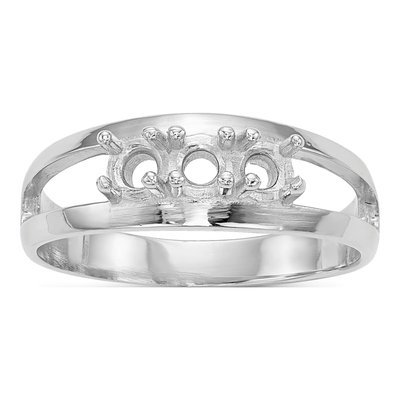 14K White Gold 3-Stone Mother's Ring Mounting – view 4