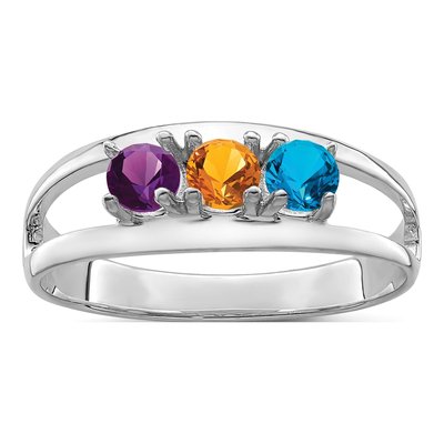 14K White Gold 3-Stone Mother's Ring Mounting
