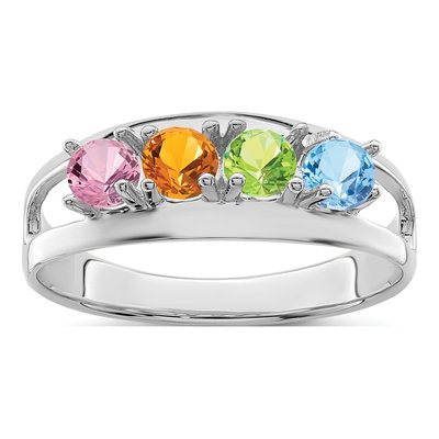 Sterling Silver or 14K White Gold 4-Stone Mother's Ring – view 2