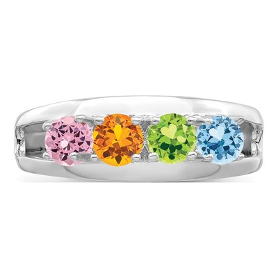 Sterling Silver or 14K White Gold 4-Stone Mother's Ring – view 5